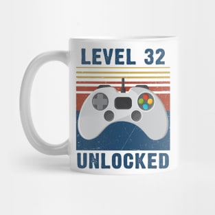 Level 32 unlocked funny gamer 32nd birthday Mug